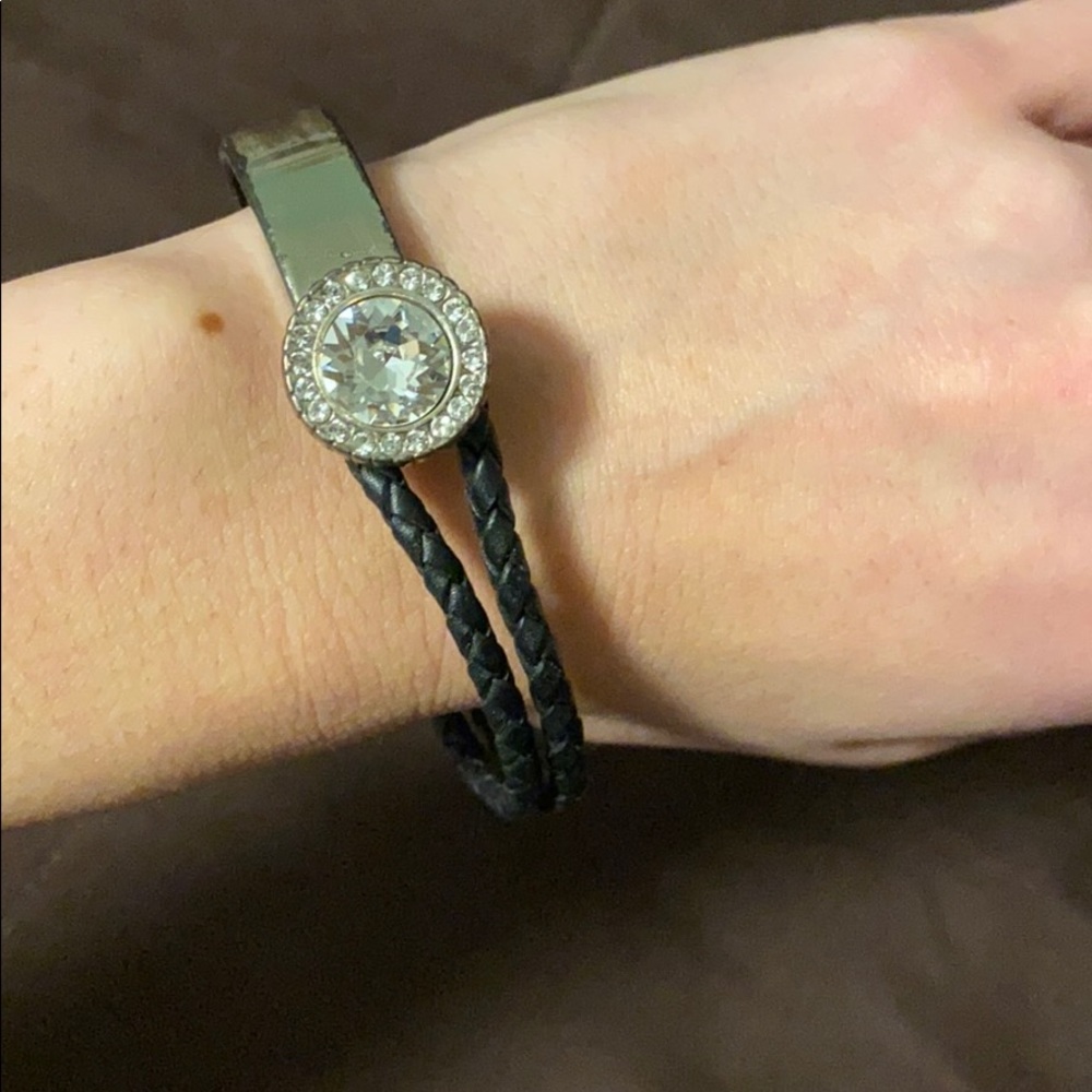 Brighton Silver & Black leather bracelet